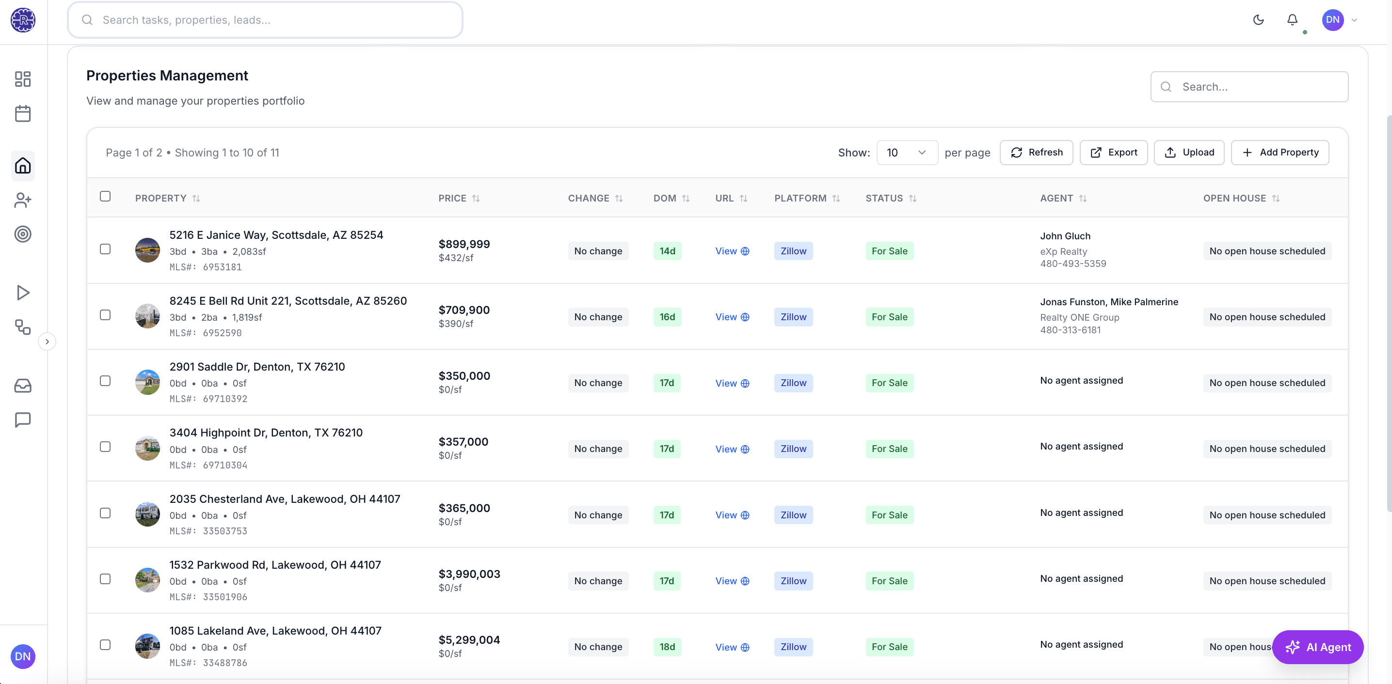 Property Monitoring interface showing never miss a market opportunity